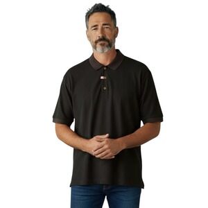 Eagle Dry Goods Co. 100% Silk, Mens, Short Sleeve Polo, Black, Large